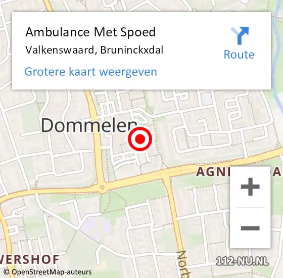 Locatie op kaart van de 112 melding: Ambulance Met Spoed Naar Valkenswaard, Bruninckxdal op 18 mei 2020 14:11