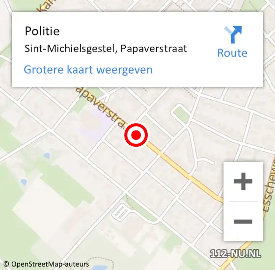 Locatie op kaart van de 112 melding: Politie Sint-Michielsgestel, Papaverstraat op 18 mei 2020 15:04