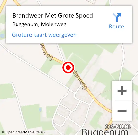 Locatie op kaart van de 112 melding: Brandweer Met Grote Spoed Naar Buggenum, Molenweg op 18 mei 2020 16:05