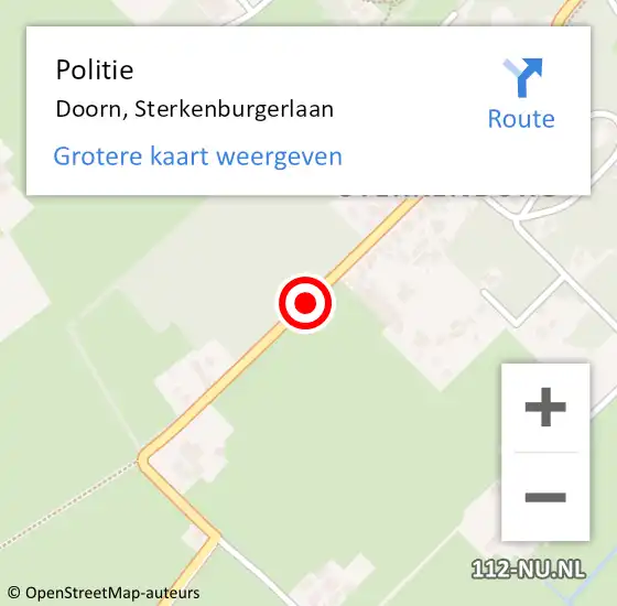 Locatie op kaart van de 112 melding: Politie Doorn, Sterkenburgerlaan op 18 mei 2020 16:22