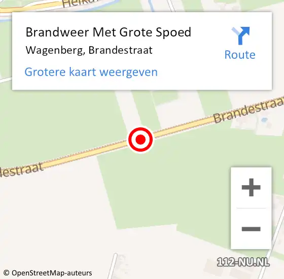 Locatie op kaart van de 112 melding: Brandweer Met Grote Spoed Naar Wagenberg, Brandestraat op 18 mei 2020 16:35