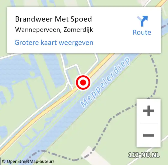 Locatie op kaart van de 112 melding: Brandweer Met Spoed Naar Wanneperveen, Zomerdijk op 18 mei 2020 16:57