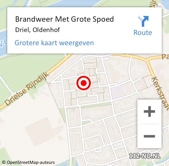 Locatie op kaart van de 112 melding: Brandweer Met Grote Spoed Naar Driel, Oldenhof op 18 mei 2020 17:02