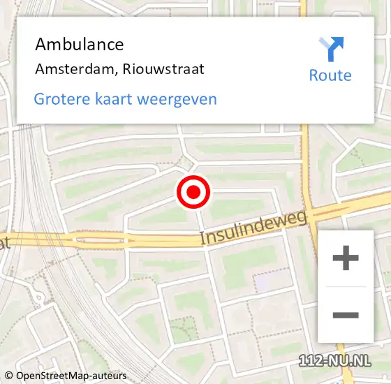 Locatie op kaart van de 112 melding: Ambulance Amsterdam, Riouwstraat op 18 mei 2020 17:14