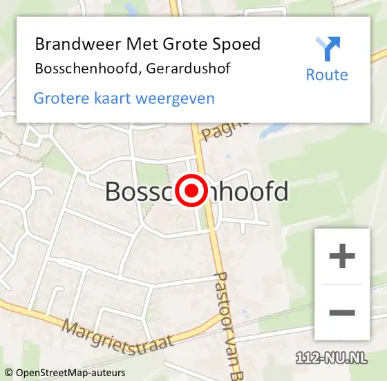 Locatie op kaart van de 112 melding: Brandweer Met Grote Spoed Naar Bosschenhoofd, Gerardushof op 18 mei 2020 17:34