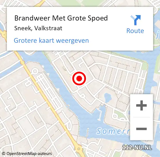 Locatie op kaart van de 112 melding: Brandweer Met Grote Spoed Naar Sneek, Valkstraat op 18 mei 2020 19:43