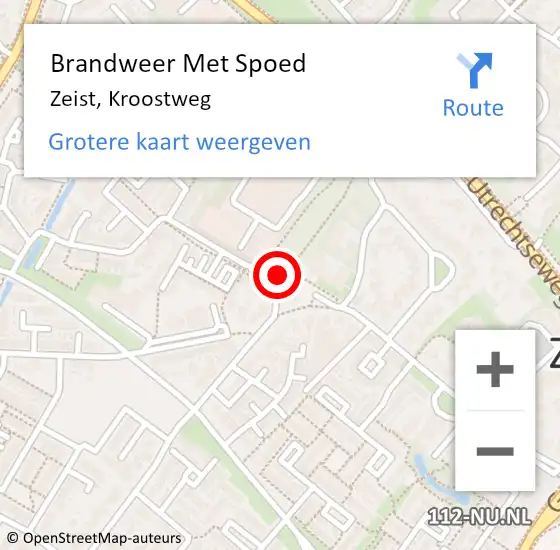 Locatie op kaart van de 112 melding: Brandweer Met Spoed Naar Zeist, Kroostweg op 18 mei 2020 20:21