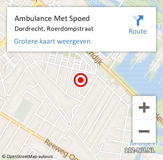 Locatie op kaart van de 112 melding: Ambulance Met Spoed Naar Dordrecht, Roerdompstraat op 18 mei 2020 21:07