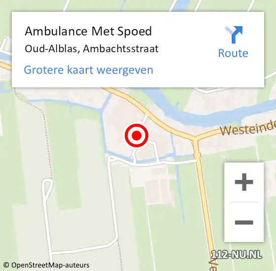 Locatie op kaart van de 112 melding: Ambulance Met Spoed Naar Oud-Alblas, Ambachtsstraat op 18 mei 2020 21:56