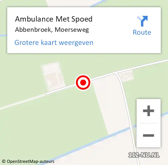 Locatie op kaart van de 112 melding: Ambulance Met Spoed Naar Abbenbroek, Moerseweg op 18 mei 2020 22:02