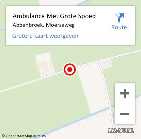 Locatie op kaart van de 112 melding: Ambulance Met Grote Spoed Naar Abbenbroek, Moerseweg op 18 mei 2020 22:03