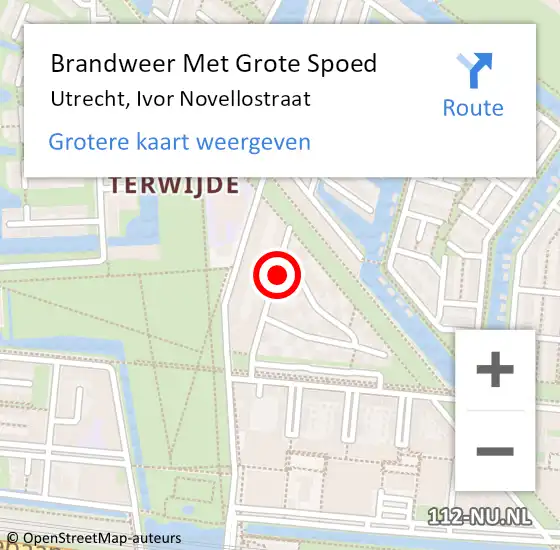 Locatie op kaart van de 112 melding: Brandweer Met Grote Spoed Naar Utrecht, Ivor Novellostraat op 18 mei 2020 23:27