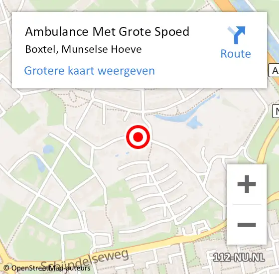 Locatie op kaart van de 112 melding: Ambulance Met Grote Spoed Naar Boxtel, Munselse Hoeve op 18 mei 2020 23:53