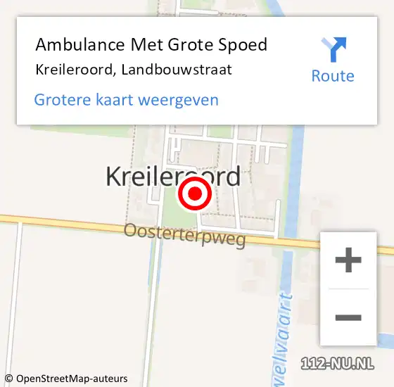 Locatie op kaart van de 112 melding: Ambulance Met Grote Spoed Naar Kreileroord, Landbouwstraat op 19 mei 2020 01:46