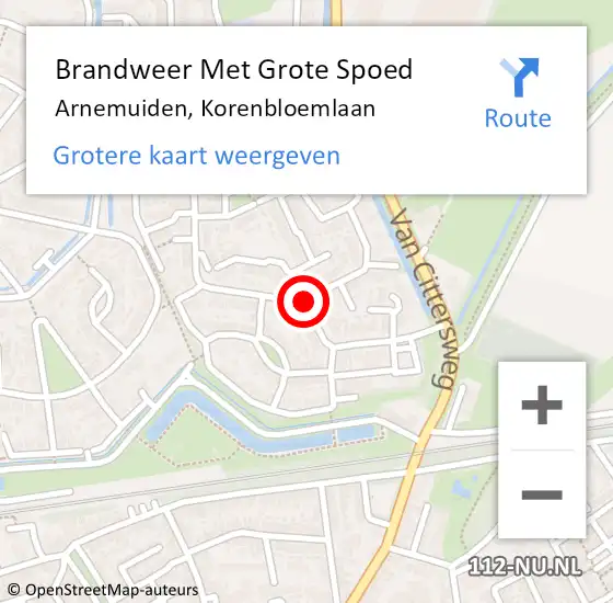 Locatie op kaart van de 112 melding: Brandweer Met Grote Spoed Naar Arnemuiden, Korenbloemlaan op 19 mei 2020 01:54