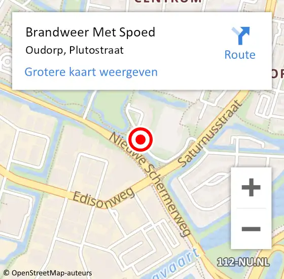 Locatie op kaart van de 112 melding: Brandweer Met Spoed Naar Oudorp, Plutostraat op 19 mei 2020 02:53