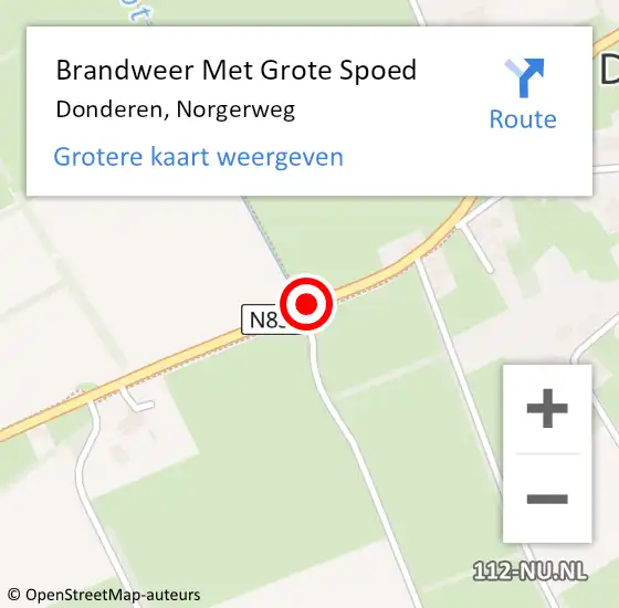 Locatie op kaart van de 112 melding: Brandweer Met Grote Spoed Naar Donderen, Norgerweg op 19 mei 2020 07:13