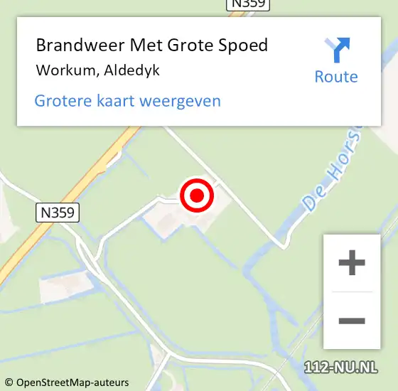 Locatie op kaart van de 112 melding: Brandweer Met Grote Spoed Naar Workum, Aldedyk op 19 mei 2020 08:46