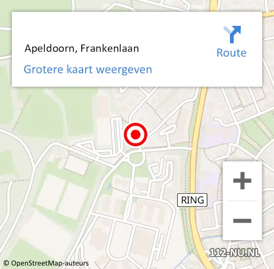 Locatie op kaart van de 112 melding:  Apeldoorn, Frankenlaan op 19 mei 2020 09:10