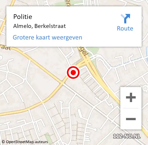 Locatie op kaart van de 112 melding: Politie Almelo, Berkelstraat op 19 mei 2020 10:18