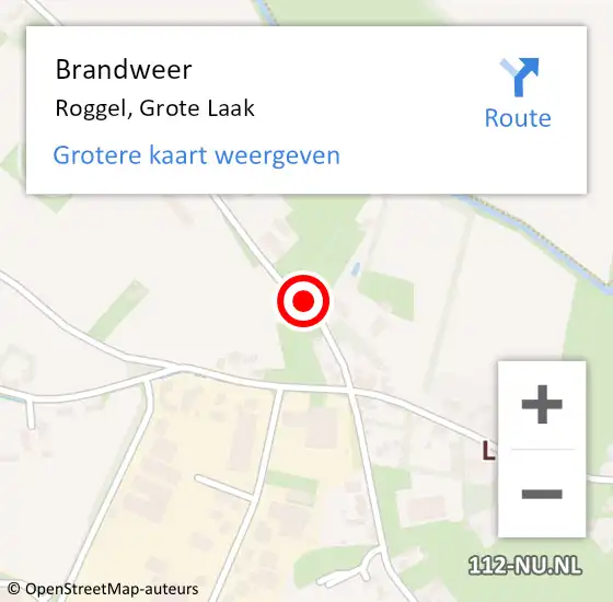 Locatie op kaart van de 112 melding: Brandweer Roggel, Grote Laak op 19 mei 2020 11:53