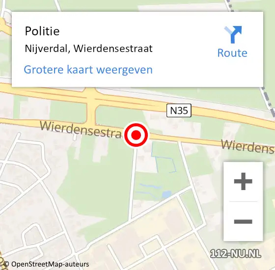 Locatie op kaart van de 112 melding: Politie Nijverdal, Wierdensestraat op 19 mei 2020 12:11