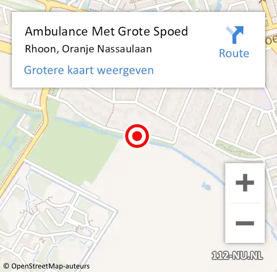 Locatie op kaart van de 112 melding: Ambulance Met Grote Spoed Naar Rhoon, Oranje Nassaulaan op 19 mei 2020 13:36