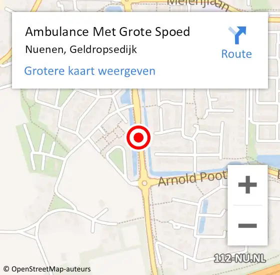 Locatie op kaart van de 112 melding: Ambulance Met Grote Spoed Naar Nuenen, Geldropsedijk op 19 mei 2020 14:34
