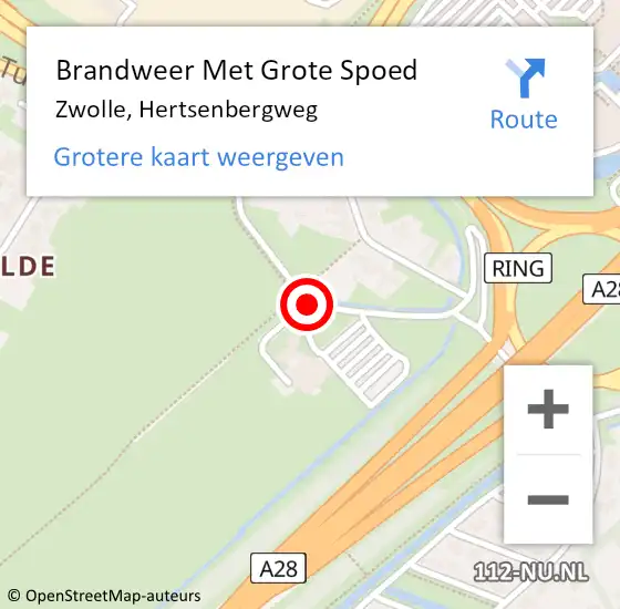 Locatie op kaart van de 112 melding: Brandweer Met Grote Spoed Naar Zwolle, Hertsenbergweg op 7 mei 2014 08:15