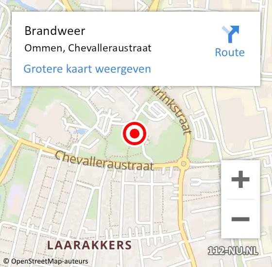 Locatie op kaart van de 112 melding: Brandweer Ommen, Chevalleraustraat op 19 mei 2020 16:37