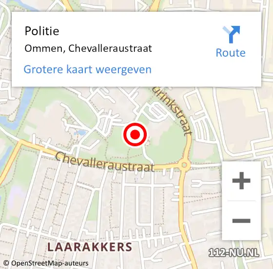 Locatie op kaart van de 112 melding: Politie Ommen, Chevalleraustraat op 19 mei 2020 16:40