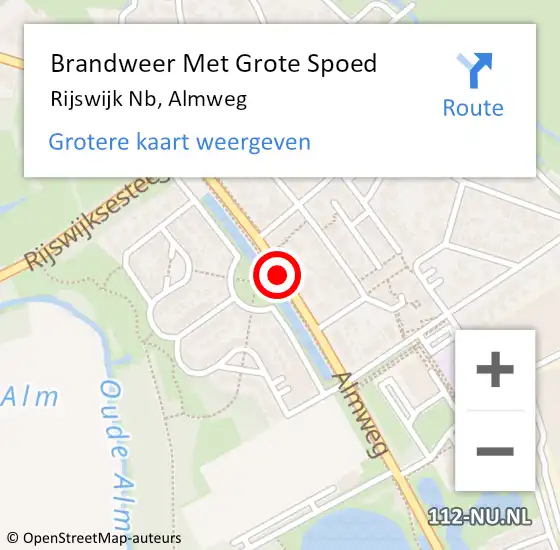 Locatie op kaart van de 112 melding: Brandweer Met Grote Spoed Naar Rijswijk Nb, Almweg op 19 mei 2020 16:53