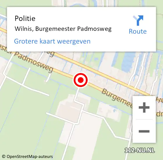 Locatie op kaart van de 112 melding: Politie Wilnis, Burgemeester Padmosweg op 19 mei 2020 17:01