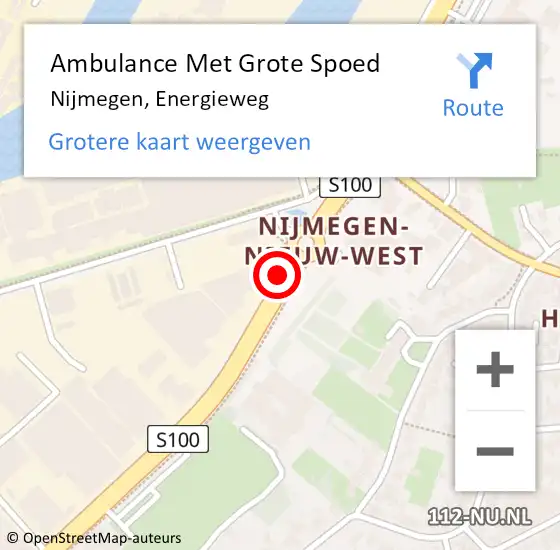 Locatie op kaart van de 112 melding: Ambulance Met Grote Spoed Naar Nijmegen, Energieweg op 19 mei 2020 17:09