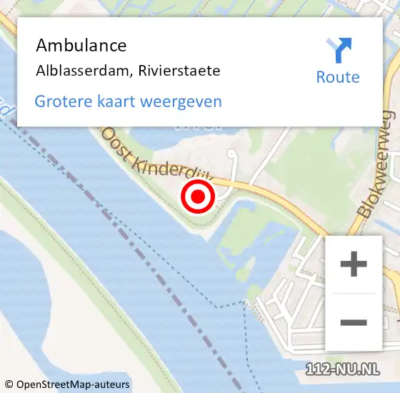 Locatie op kaart van de 112 melding: Ambulance Alblasserdam, Rivierstaete op 19 mei 2020 17:31