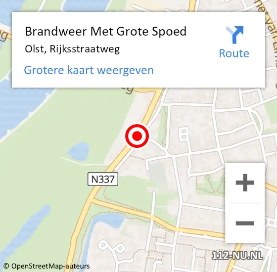 Locatie op kaart van de 112 melding: Brandweer Met Grote Spoed Naar Olst, Rijksstraatweg op 19 mei 2020 17:40