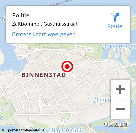 Locatie op kaart van de 112 melding: Politie Zaltbommel, Gasthuisstraat op 19 mei 2020 18:34