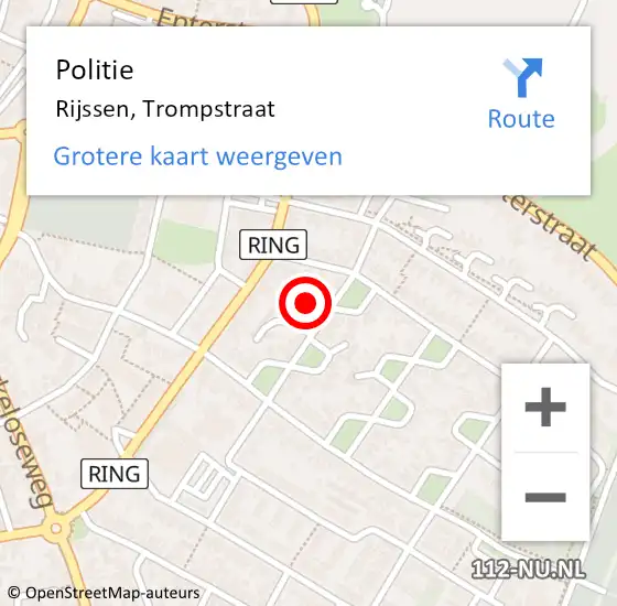 Locatie op kaart van de 112 melding: Politie Rijssen, Trompstraat op 19 mei 2020 19:29