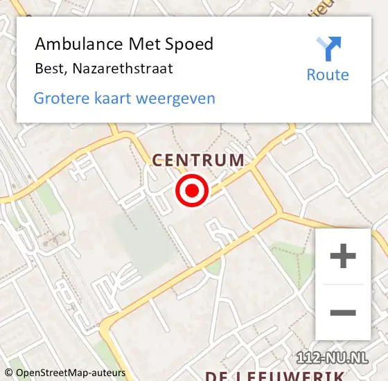 Locatie op kaart van de 112 melding: Ambulance Met Spoed Naar Best, Nazarethstraat op 19 mei 2020 21:10
