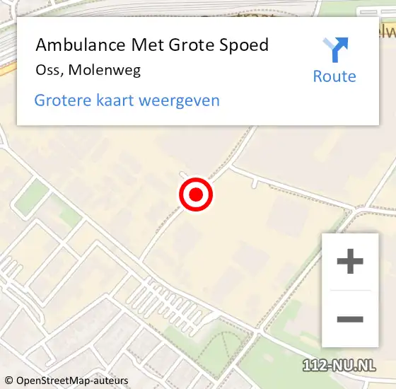 Locatie op kaart van de 112 melding: Ambulance Met Grote Spoed Naar Oss, Molenweg op 19 mei 2020 21:32