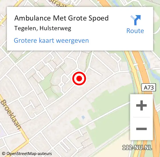 Locatie op kaart van de 112 melding: Ambulance Met Grote Spoed Naar Tegelen, Hulsterweg op 19 mei 2020 22:21