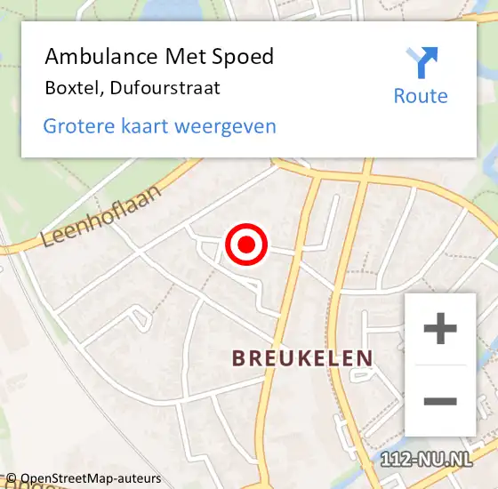 Locatie op kaart van de 112 melding: Ambulance Met Spoed Naar Boxtel, Dufourstraat op 19 mei 2020 22:53