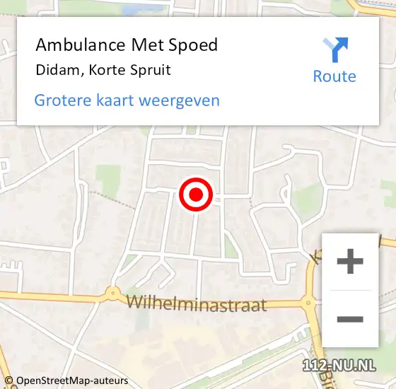 Locatie op kaart van de 112 melding: Ambulance Met Spoed Naar Didam, Korte Spruit op 20 mei 2020 03:20