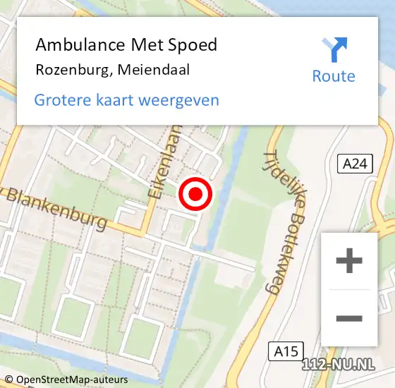 Locatie op kaart van de 112 melding: Ambulance Met Spoed Naar Rozenburg, Meiendaal op 20 mei 2020 04:13