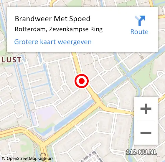 Locatie op kaart van de 112 melding: Brandweer Met Spoed Naar Rotterdam, Zevenkampse Ring op 20 mei 2020 04:41