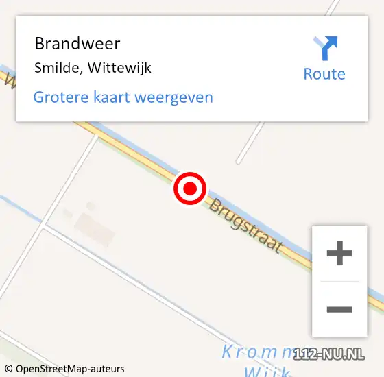 Locatie op kaart van de 112 melding: Brandweer Smilde, Wittewijk op 20 mei 2020 06:53