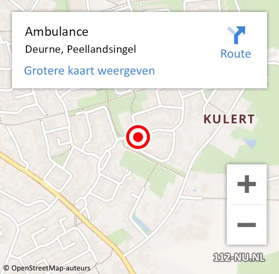 Locatie op kaart van de 112 melding: Ambulance Deurne, Peellandsingel op 20 mei 2020 09:02