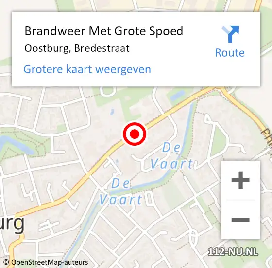 Locatie op kaart van de 112 melding: Brandweer Met Grote Spoed Naar Oostburg, Bredestraat op 20 mei 2020 09:14