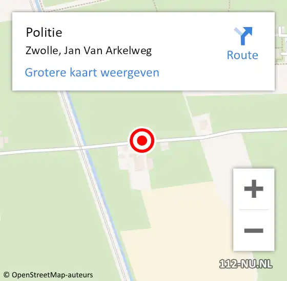 Locatie op kaart van de 112 melding: Politie Zwolle, Jan Van Arkelweg op 20 mei 2020 10:33