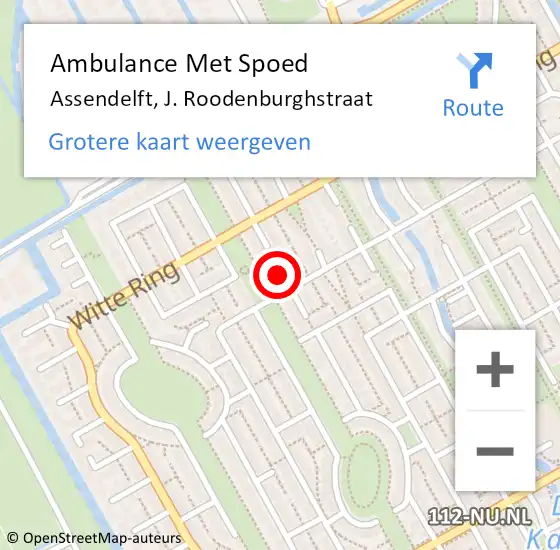 Locatie op kaart van de 112 melding: Ambulance Met Spoed Naar Assendelft, J. Roodenburghstraat op 20 mei 2020 10:38